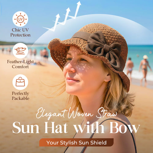 ⏳Limited-time 50% off⏰Elegant Woven Straw Sun Hat with Bow👒